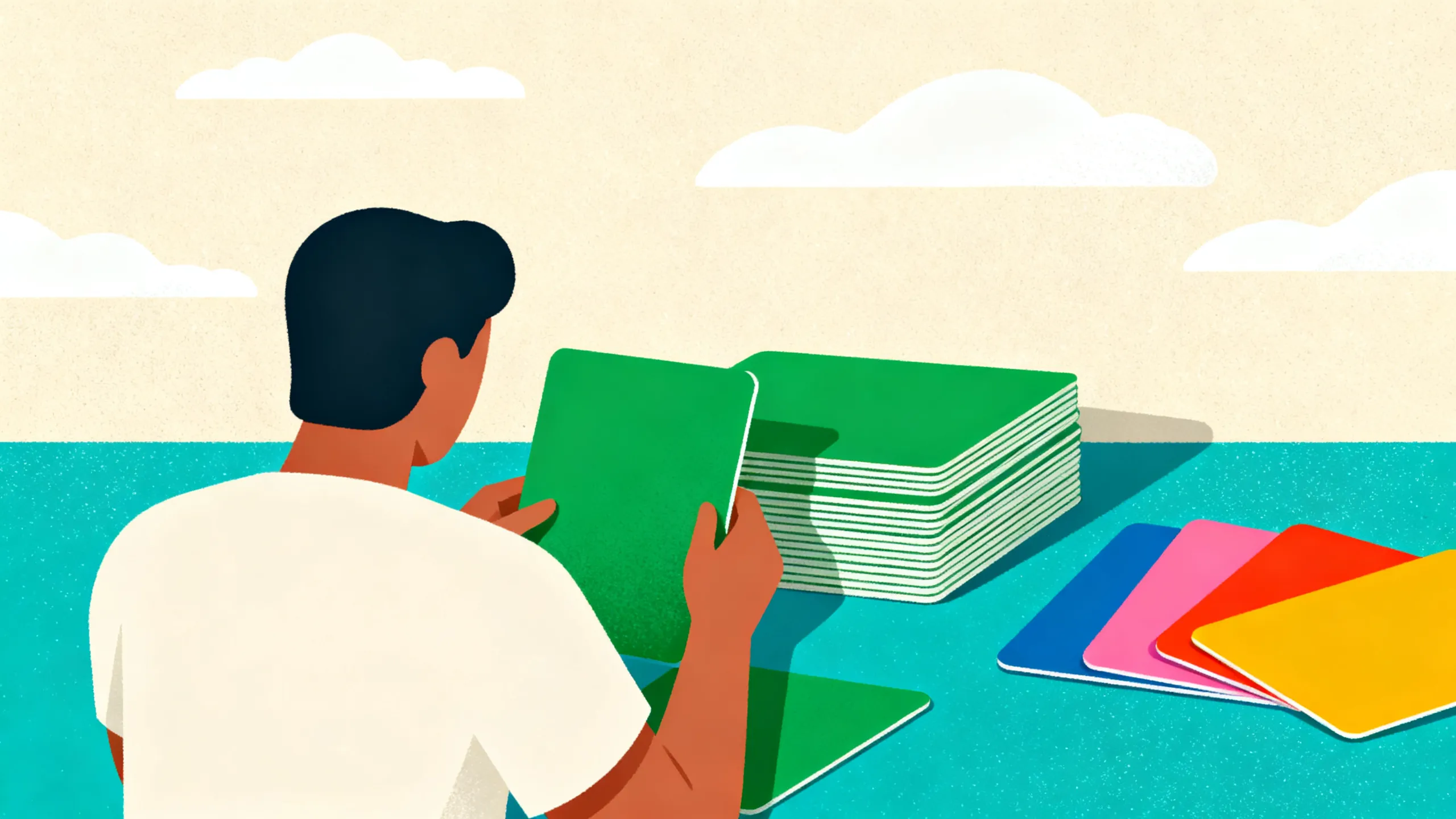 Person sorting TikTok ad cards for Shopify stores
